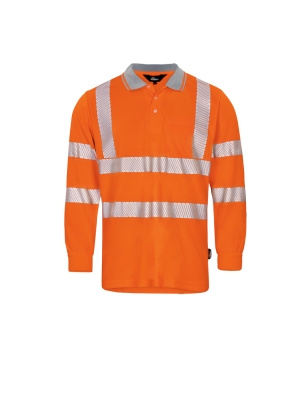 VWPS32 UV 50+ Polo de Travail à Haute Visibilité Manche Longue Orange XXL