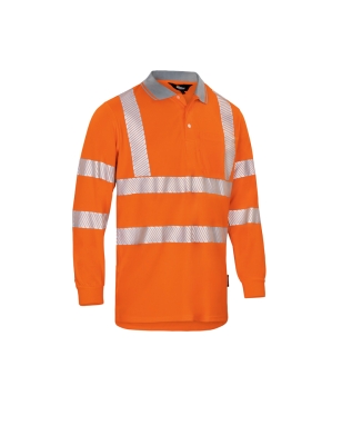 VWPS32 UV 50+ Polo de Travail à Haute Visibilité Manche Longue Orange 5XL