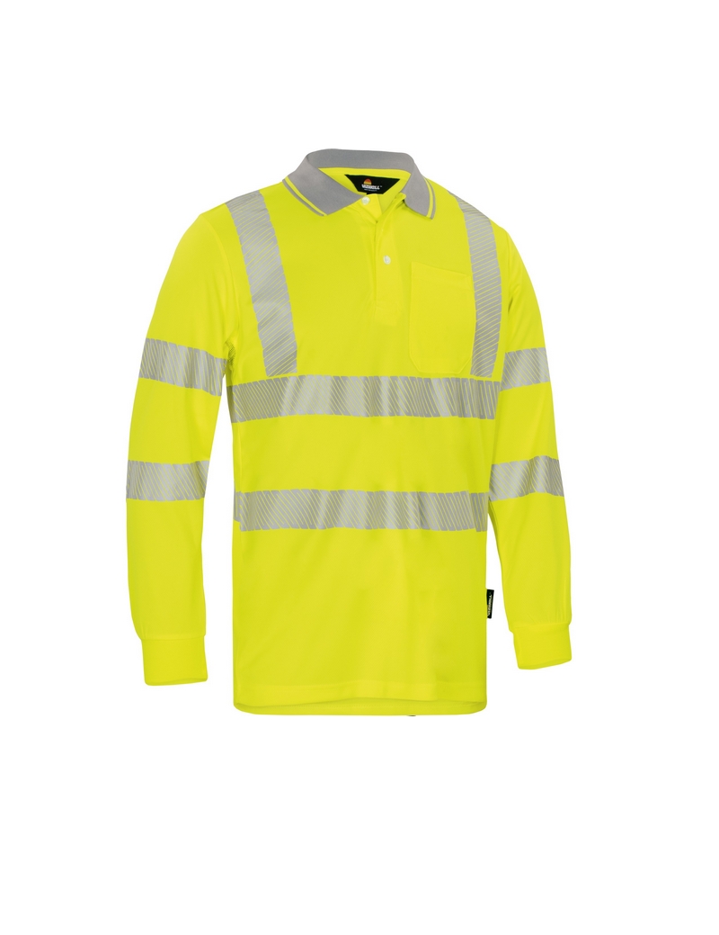 VWPS32 UV 50+ Polo de Travail à Haute Visibilité Manche Longue Jaune 3XL