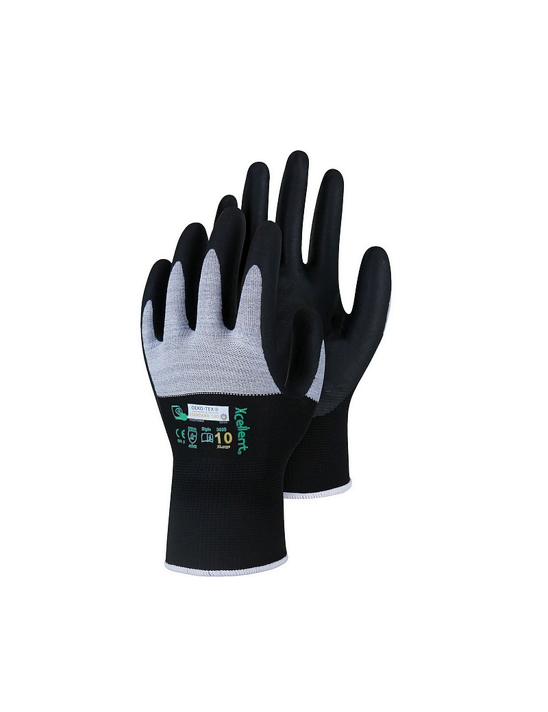 XC3030 Touch Gant Carbone Nylon Lycra avec Revêtement Nitrile Blanc & Noir