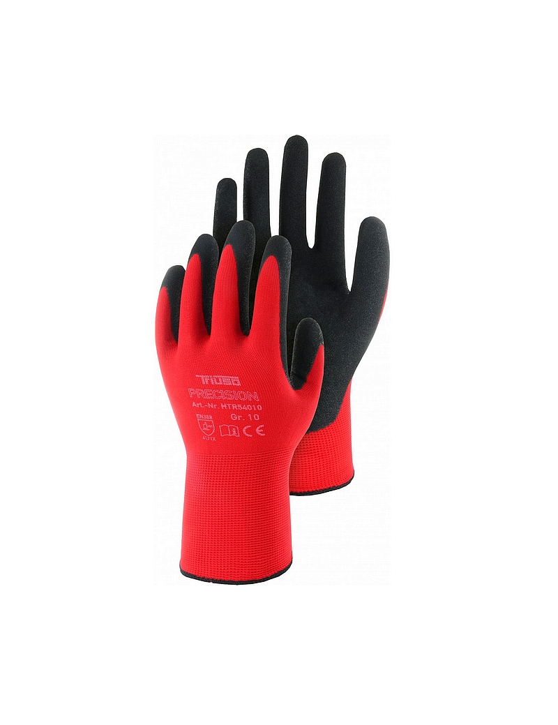 TR540 Précision Gant en Nylon avec Revêtement Nitrile Rouge & Noir