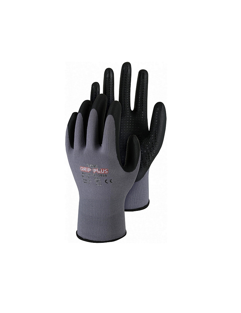 TR720 Grip Plus Gant en Nylon avec Revêtement en Nitrile et Poils Gris & Noir