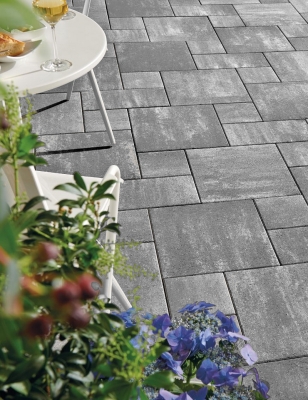 Troy Dark Mix Sauvage Nuancé Pavé Béton Multi-formats Ep. 6CM  0,96m²