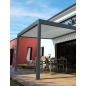 Alusun Pergola Bioclimatique Anthracite en Aluminium Adossé Electrique + Bandeau LED 3,0M X 3,0M