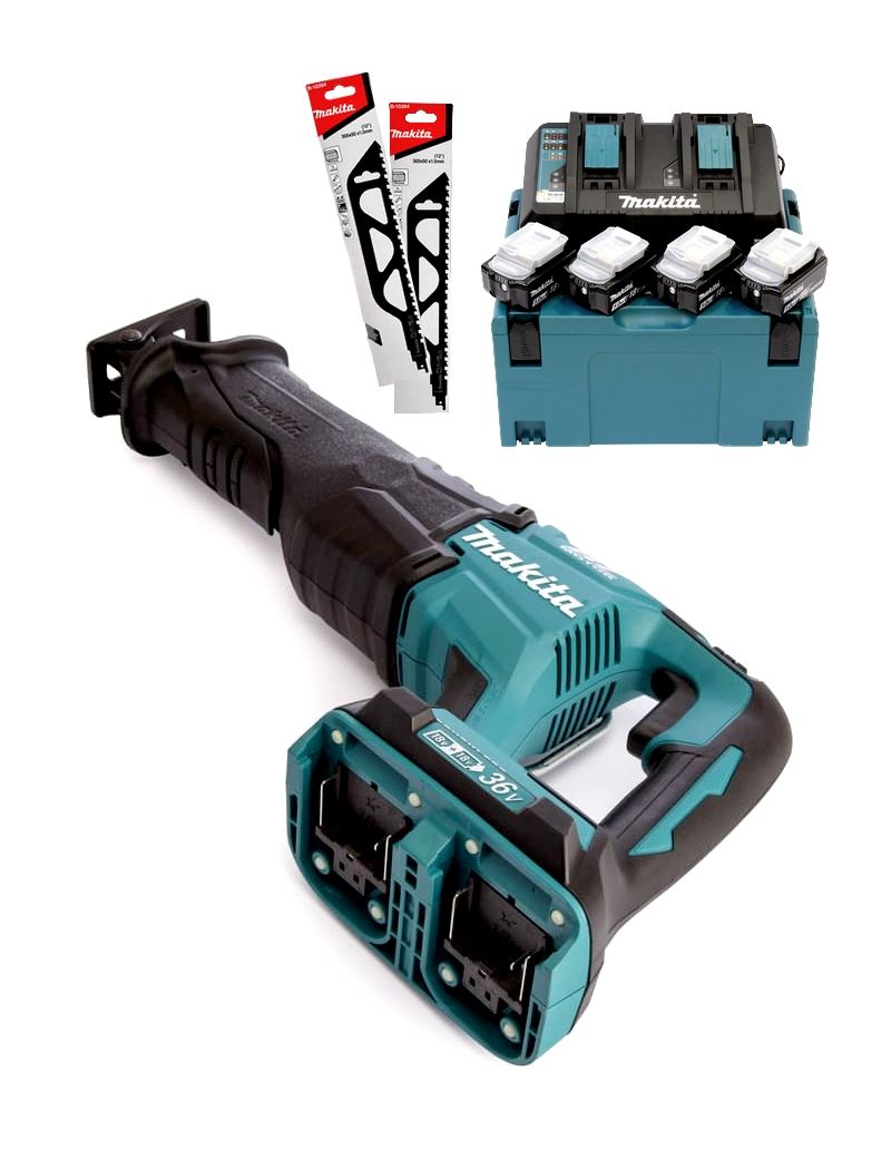 Scie Récipro LXT Makita DJR360 Energie 2X18V + 4 Batteries + 1 Chargeur + 5 Lames