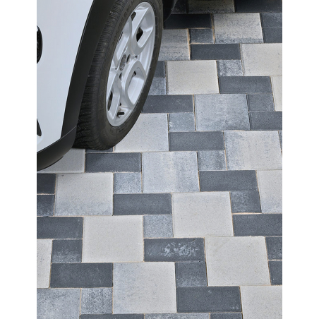 Classique Noir & Blanc 3 Formats Flammé Pavé Béton Effet Nuancé  0,96m²