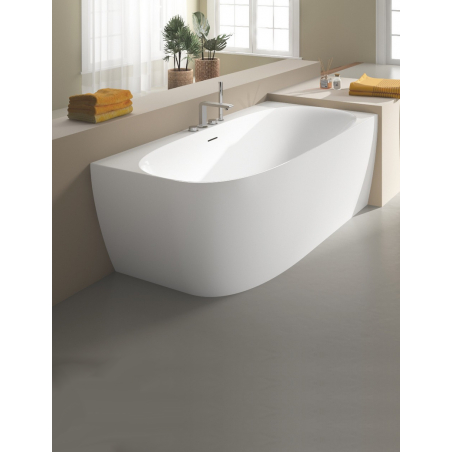 Modena Baignoire Murale d'Angle Droite Blanc Mat Long. 170CM Larg. 80CM Haut. 58,5CM