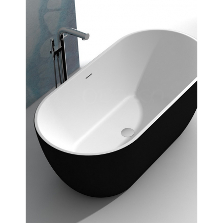 Royale Baignoire îlot en Solid Surface Noir & Blanc Mat Long. 170CM Larg. 80CM Haut. 55CM