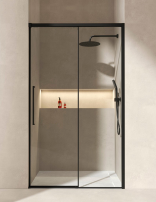 Hydra Paroi de Douche Coulissante Noir Mat Larg. 140CM Haut. 200CM