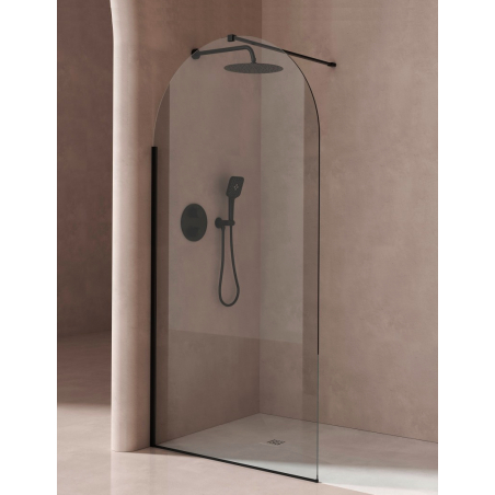 Hilton Paroi de Douche Arrondi Noir Mat Larg. 119,5CM Haut. 210CM