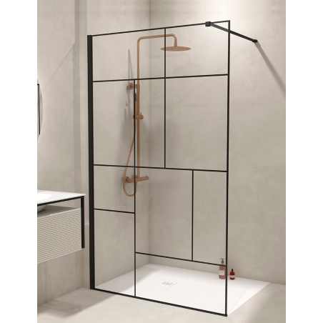 Fox Paroi de Douche Fixe Noir Larg. 120CM Haut. 200CM