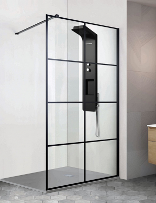 Club Paroi de Douche Fixe Noir Larg. 100CM Haut. 200CM