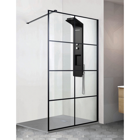 Club Paroi de Douche Fixe Noir Larg. 100CM Haut. 200CM