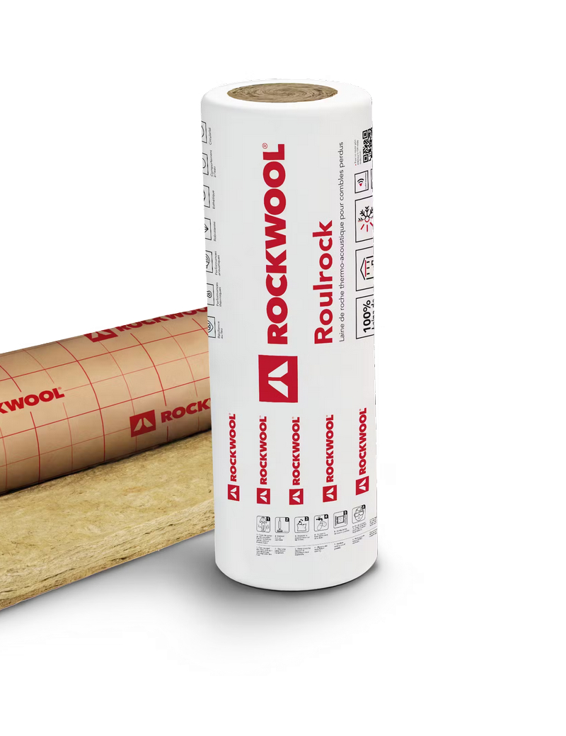 Roulrock Kraft Rouleau Isolant en Laine de Roche Revêtu Kraft Ep. 200MM Lot de 2,88m²