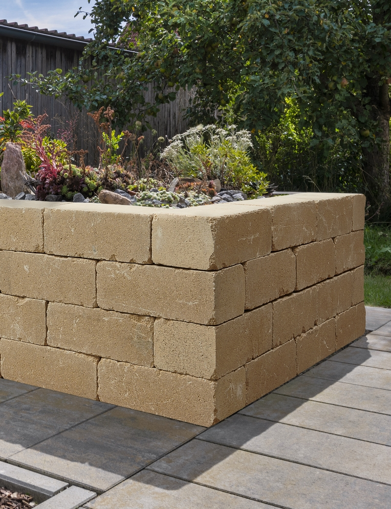 Germania antik® Système de Mur Elément de Base Beige Vieilli Larg. 21,0CM Long. 28,0CM Haut. 14,0CM