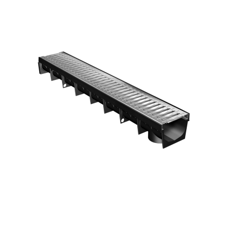 Meapark A15 Caniveau de Drainage avec Grille Passerelle Acier Galva Long. 100CM